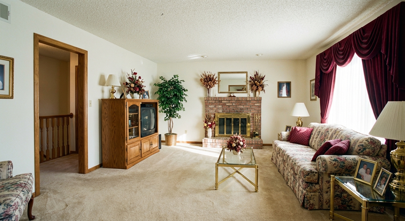 Dated living room before transformation